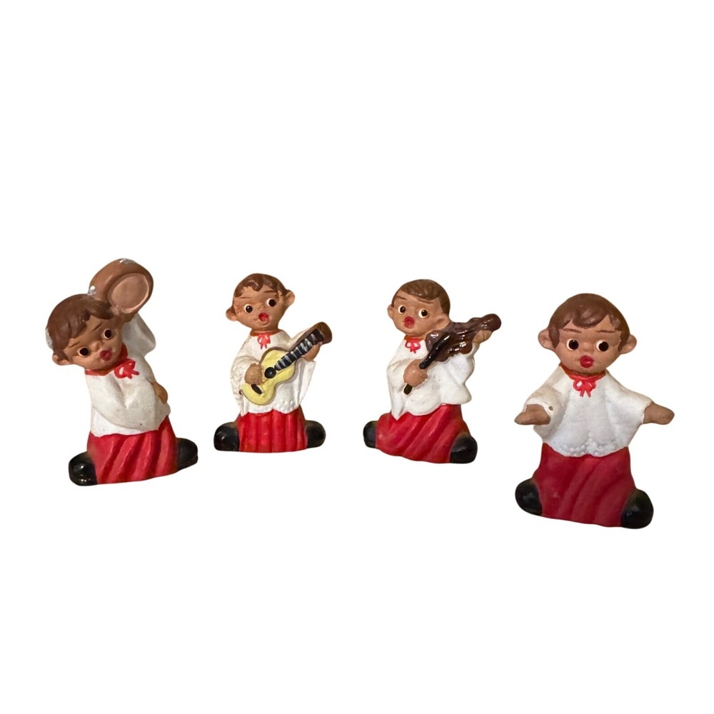 Vintage 60s Miniature Spanish Mud People Terra Cotta Musician Conductor Figurine